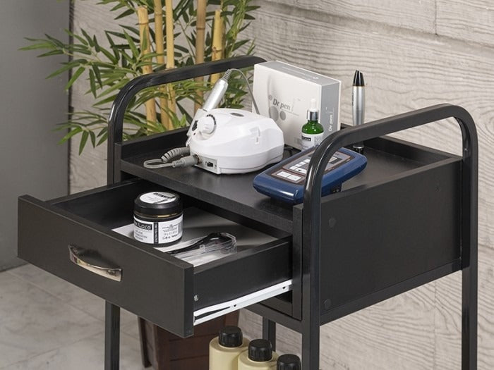 Dizayn Cihaz Taşıma ve Setup Sehpası | 2 Çekmeceli - Siyah