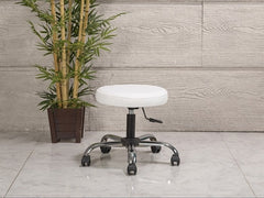 Amortisörlü Çalışma Taburesi | Beyaz - Kromajlı Ayak