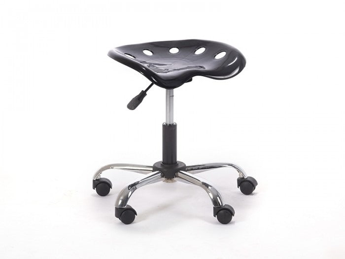 Amortisörlü Çalışma Taburesi | Plastik Oturaklı - Siyah - Kromajlı Ayak