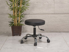 Amortisörlü Çalışma Taburesi | Siyah - Kromajlı Ayak
