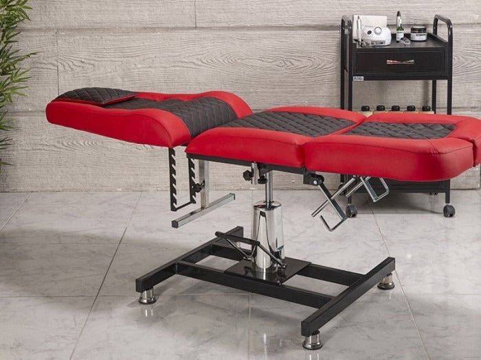 Royal-2 Hidrolikli Dövme Tattoo Koltuğu | Kırmızı - Siyah