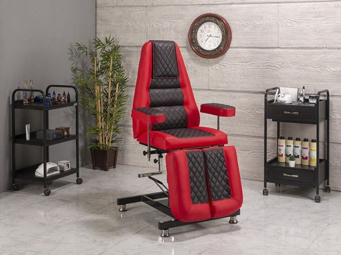 Royal-2 Hidrolikli Dövme Tattoo Koltuğu | Kırmızı - Siyah