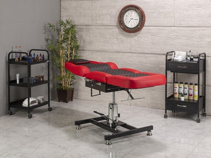 Royal-3 Hidrolikli Dövme Tattoo Koltuğu | Kırmızı - Siyah