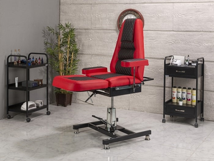 Royal-3 Hidrolikli Dövme Tattoo Koltuğu | Kırmızı - Siyah