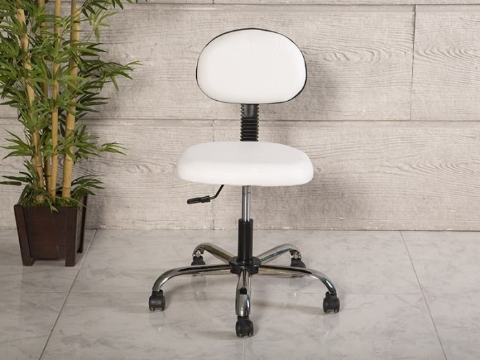 Amortisörlü Çalışma Sandalyesi | Beyaz - Kromajlı Ayak