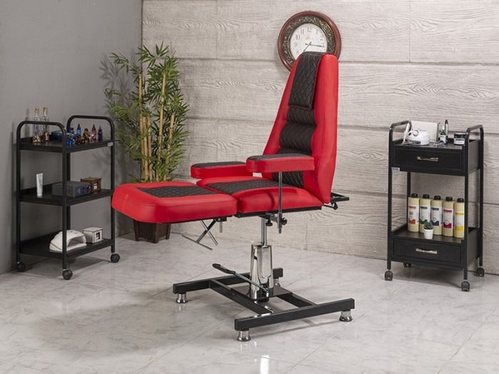 Royal Hidrolikli Dövme Tattoo Koltuğu | Kırmızı - Siyah