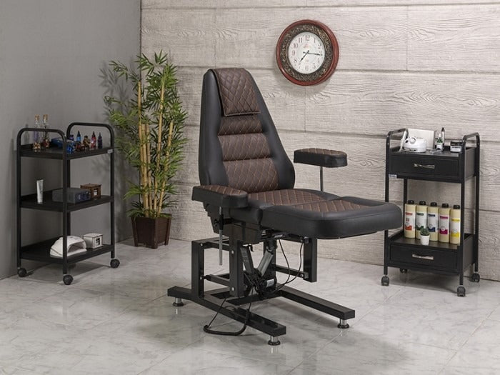 Elegance-3 Motorlu Dövme Tattoo Koltuğu | Kahverengi - Siyah