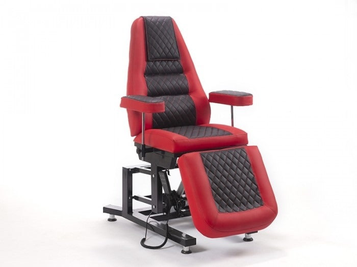 Elegance-3 Motorlu Dövme Tattoo Koltuğu | Kırmızı - Siyah
