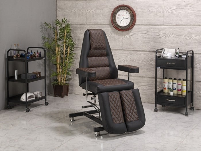 Royal-2 Hidrolikli Dövme Tattoo Koltuğu | Kahverengi - Siyah