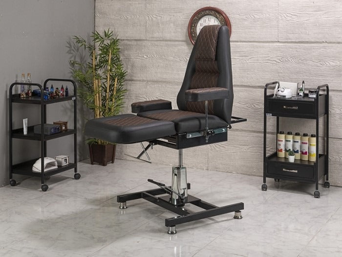 Royal-3 Hidrolikli Dövme Tattoo Koltuğu | Kahverengi - Siyah