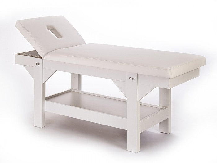 Natura Sırt Hareketli Ahşap Bakım ve Masaj Masası - Beyaz