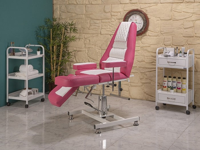 Royal-2 Yükseklik Hareketli Hidrolikli Koltuk | Pembe - Beyaz