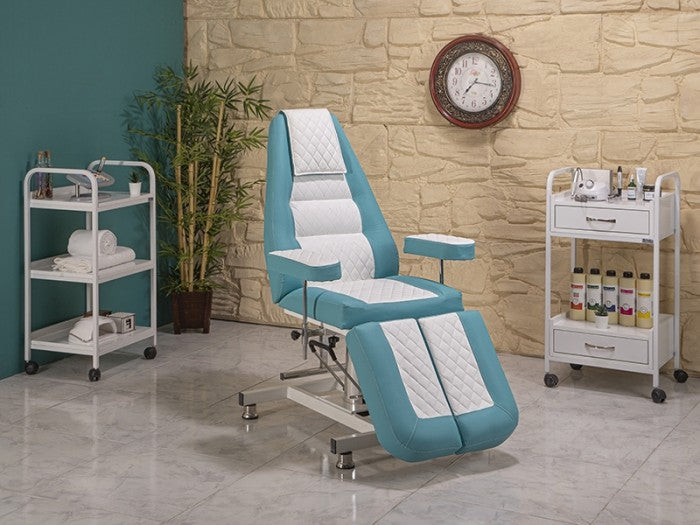 Royal-2 Yükseklik Hareketli Hidrolikli Koltuk | Turkuaz - Beyaz