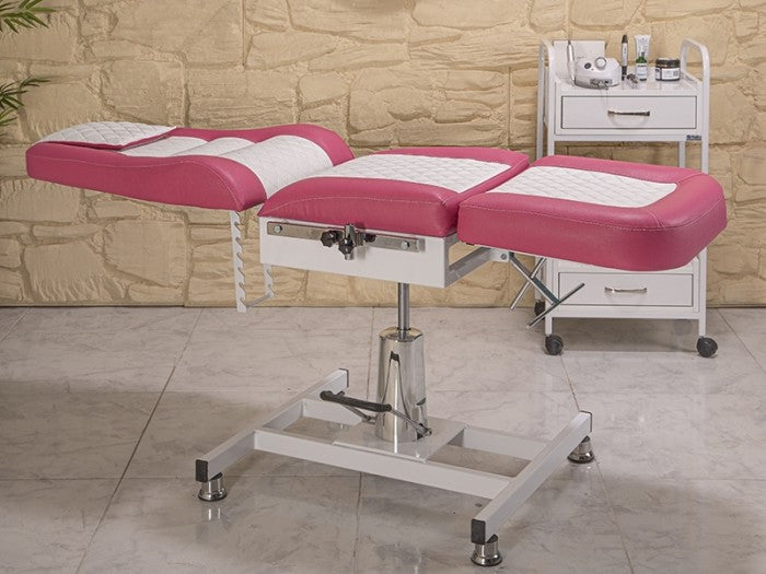 Royal-3 Ekstra Yüksek Hareketli Hidrolikli Koltuk | Pembe - Beyaz